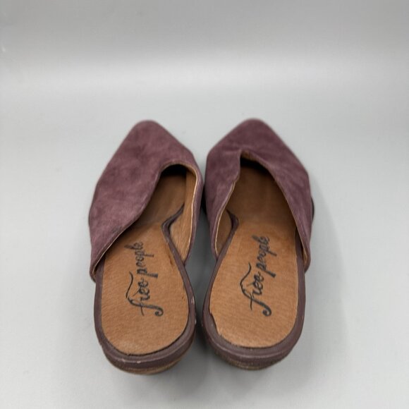 Free People Women's Anya burgundy Suede Pointed Toe Chunky Heel Mules Size 9.5 - Picture 6 of 8